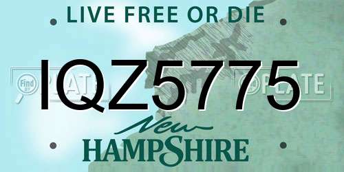 IQZ5775 New Hampshire License Plate