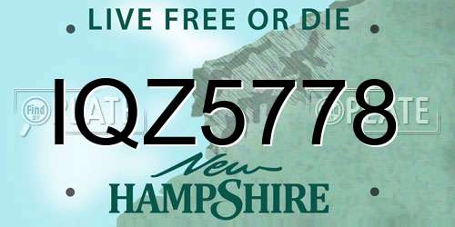 IQZ5778 New Hampshire License Plate
