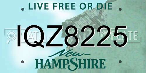 IQZ8225 New Hampshire License Plate
