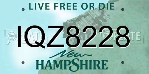 IQZ8228 New Hampshire License Plate