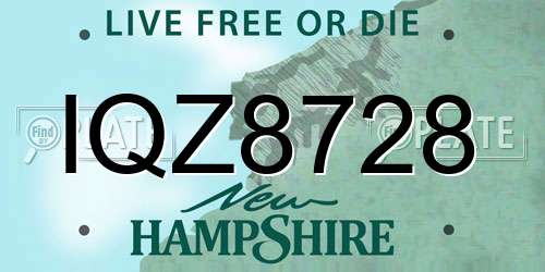 IQZ8728 New Hampshire License Plate