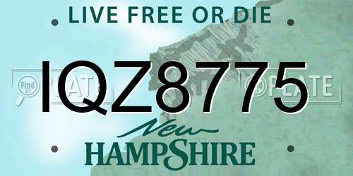 IQZ8775 New Hampshire License Plate