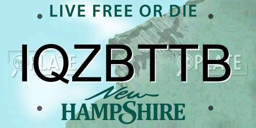 IQZBTTB New Hampshire License Plate