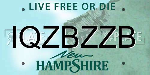 IQZBZZB New Hampshire License Plate