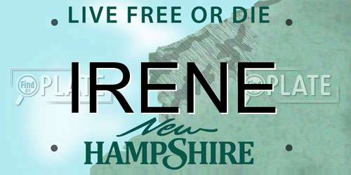 IRENE New Hampshire License Plate