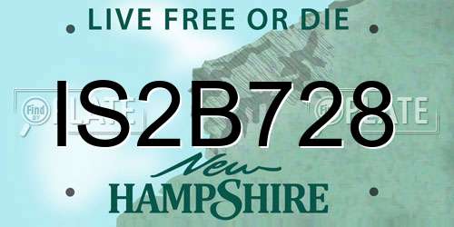 IS2B728 New Hampshire License Plate