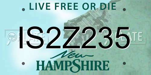 IS2Z235 New Hampshire License Plate