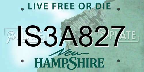 IS3A827 New Hampshire License Plate