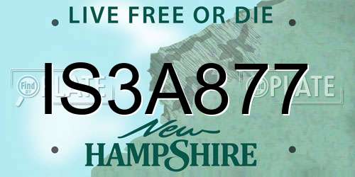 IS3A877 New Hampshire License Plate