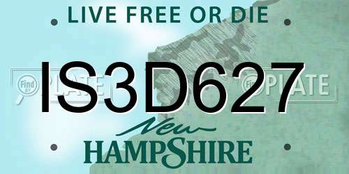 IS3D627 New Hampshire License Plate