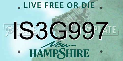 IS3G997 New Hampshire License Plate
