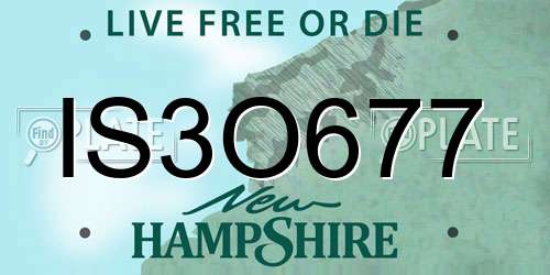 IS3O677 New Hampshire License Plate