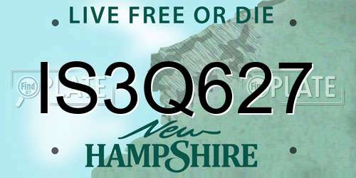 IS3Q627 New Hampshire License Plate