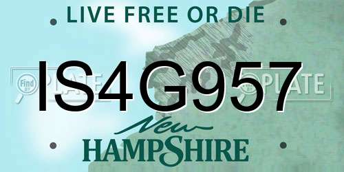 IS4G957 New Hampshire License Plate