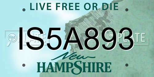 IS5A893 New Hampshire License Plate