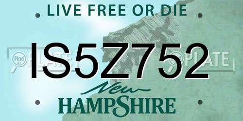 IS5Z752 New Hampshire License Plate