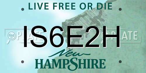 IS6E2H New Hampshire License Plate