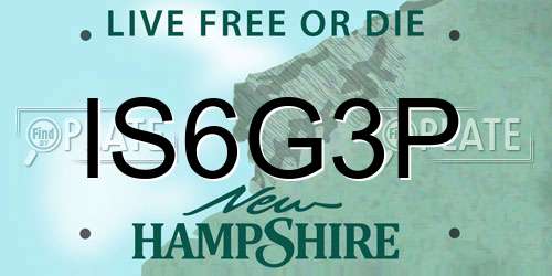 IS6G3P New Hampshire License Plate