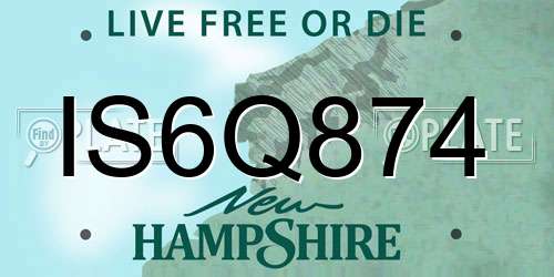 IS6Q874 New Hampshire License Plate