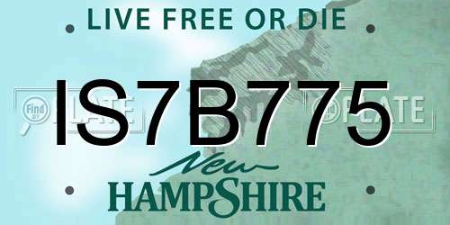 IS7B775 New Hampshire License Plate