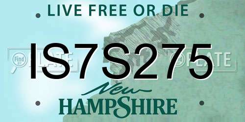 IS7S275 New Hampshire License Plate