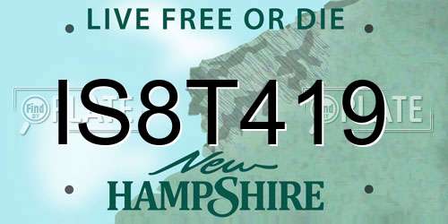 IS8T419 New Hampshire License Plate