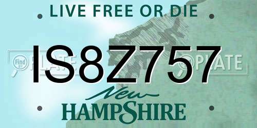 IS8Z757 New Hampshire License Plate