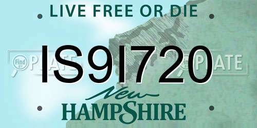 IS9I720 New Hampshire License Plate