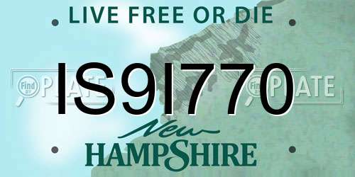 IS9I770 New Hampshire License Plate