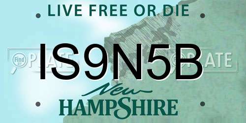 IS9N5B New Hampshire License Plate