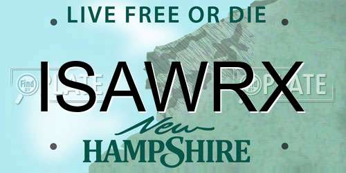 ISAWRX New Hampshire License Plate