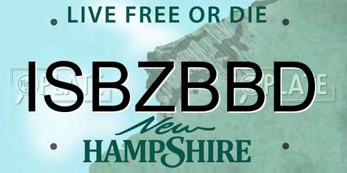 ISBZBBD New Hampshire License Plate