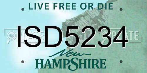 ISD5234 New Hampshire License Plate
