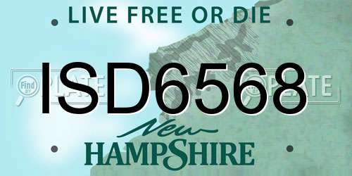 ISD6568 New Hampshire License Plate