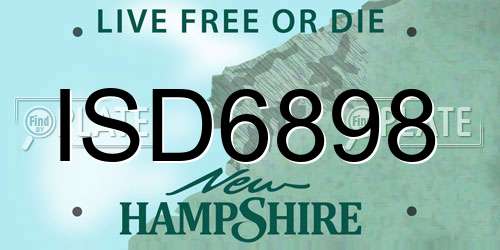 ISD6898 New Hampshire License Plate