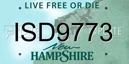 ISD9773 New Hampshire License Plate