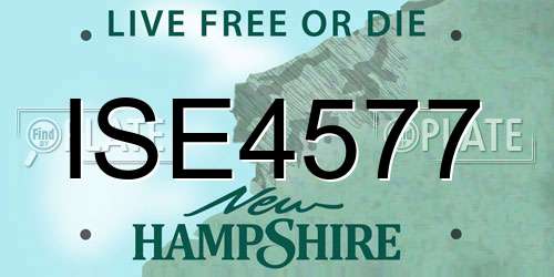 ISE4577 New Hampshire License Plate