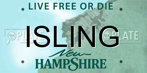 ISLING New Hampshire License Plate
