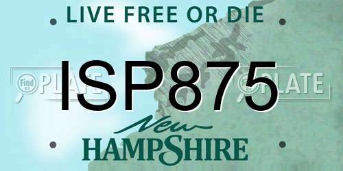 ISP875 New Hampshire License Plate