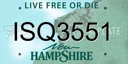 ISQ3551 New Hampshire License Plate