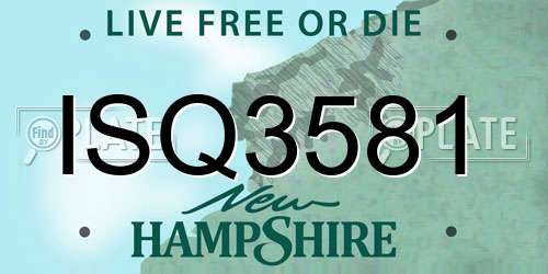 ISQ3581 New Hampshire License Plate