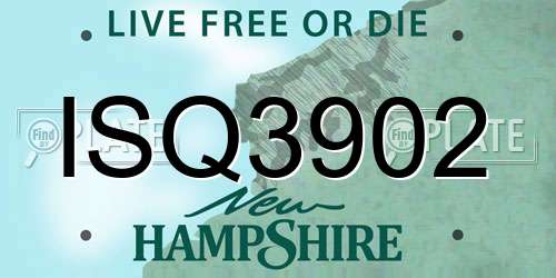 ISQ3902 New Hampshire License Plate