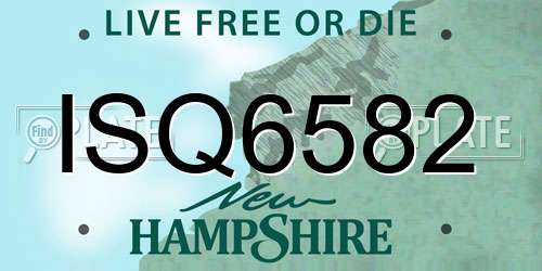 ISQ6582 New Hampshire License Plate
