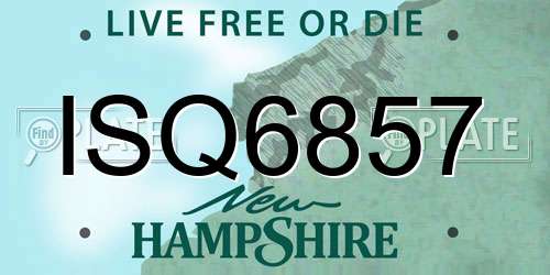 ISQ6857 New Hampshire License Plate