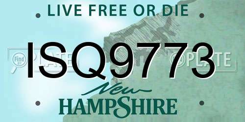 ISQ9773 New Hampshire License Plate