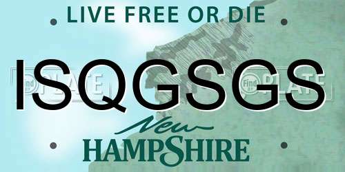ISQGSGS New Hampshire License Plate