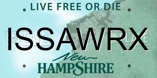 ISSAWRX New Hampshire License Plate