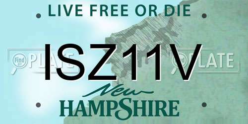 ISZ11V New Hampshire License Plate