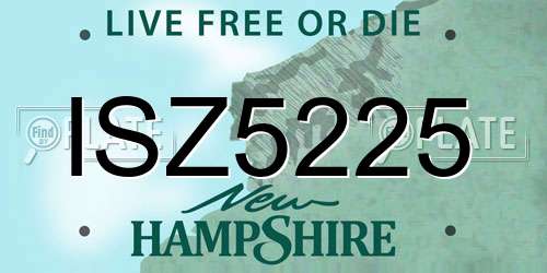 ISZ5225 New Hampshire License Plate