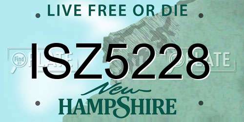 ISZ5228 New Hampshire License Plate